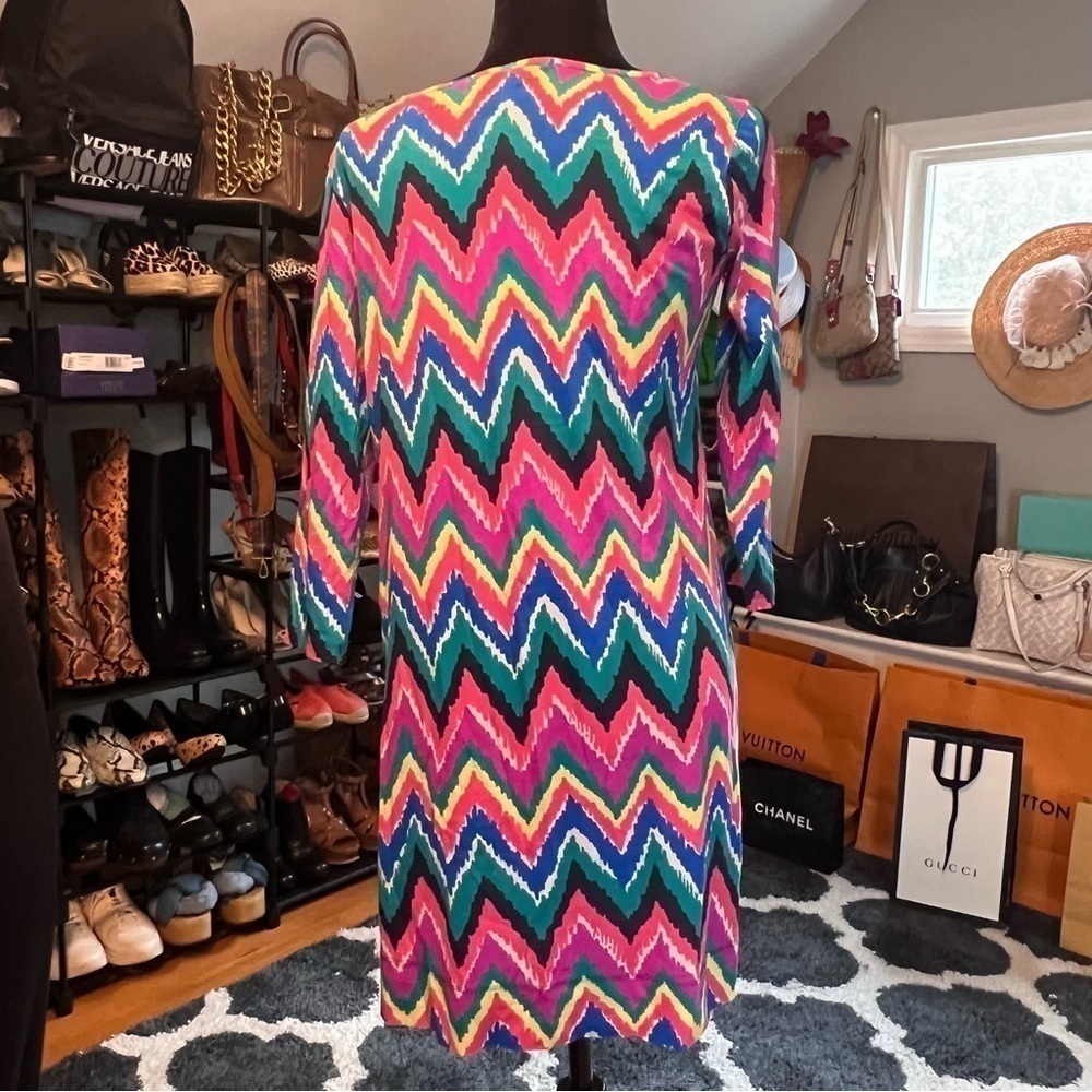Lilly Pulitzer Chevron Print Gretchen 100% Pima Cotton Dress - Picture 4 of 7